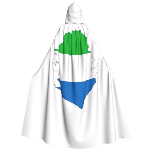 Sierra Leone Umhang mit Flagge, langer Kapuzenumhang, Umhang für Weihnachten, Halloween, Kostüme, Kapuzenumhang, Maskerade Sierra Leone Umhang mit Flagge, langer Kapuzenumhang, Umhang für Weihnachten, Halloween, Kostüme, Kapuzenumhang, Maskerade von CAMUO