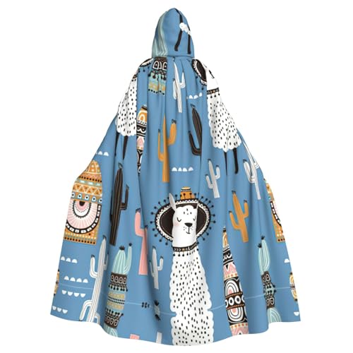 Umhang mit Kapuze und Lama, Kaktus, Wüste, Pflanzendruck, mittelalterliche Renaissance, Uni, Cosplay-Kostüm, mit Kapuze Umhang mit Kapuze und Lama, Kaktus, Wüste, Pflanzendruck, mittelalterliche Renaissance, Uni, Cosplay-Kostüm, mit Kapuze von CAMUO
