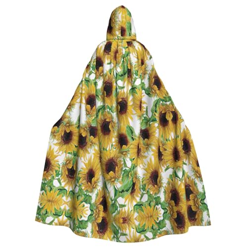 Umhang mit Sonnenblumen-Aufdruck, Mittelalter Renaissance, Kapuzenumhang, Uni, Cosplay-Kostüme Umhang mit Sonnenblumen-Aufdruck, Mittelalter Renaissance, Kapuzenumhang, Uni, Cosplay-Kostüme von CAMUO