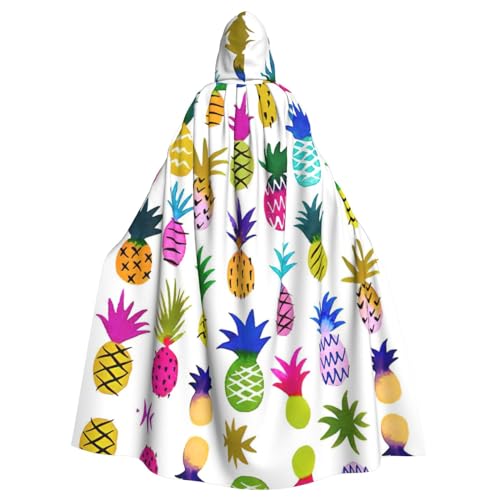 Umhang mit buntem Ananas-Druck, Mittelalter-Renaissance, Kapuzenumhang, Uni, Cosplay-Kostüm von CAMUO