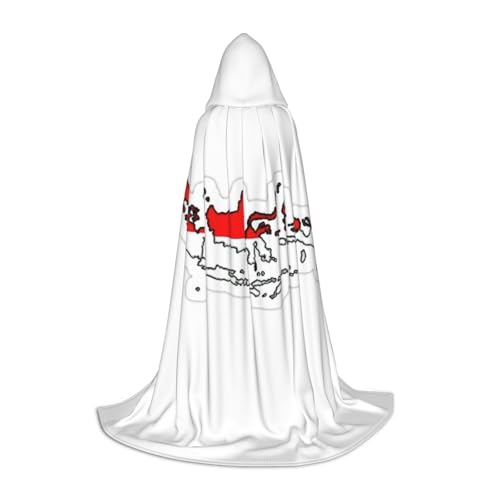 Umhang mit indonesischer Flagge, langer Kapuzenumhang, Mittelalterumhang, Renaissance-Umhang für Halloween-Kostüm von CAMUO