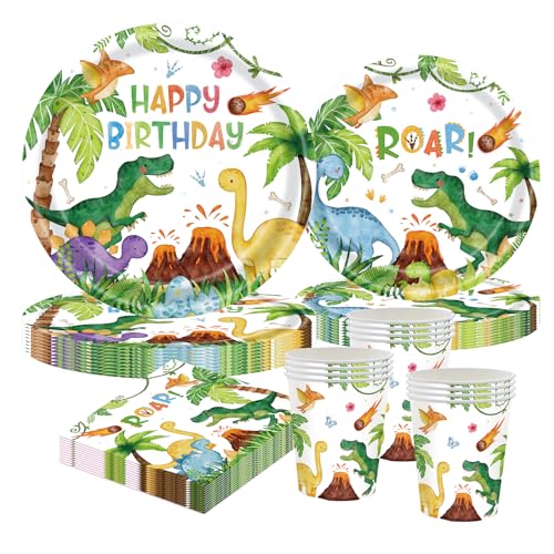 Dinosaurier Partygeschirr Set – 50 Stück Dino Geburtstag Deko mit Papptellern, Tassenn und Servietten für 10 Gäste Kindergeburtstag Dino Dekoration Jungen Mädchen Geburtstag Party Set Dinosaurier Partygeschirr Set – 50 Stück Dino Geburtstag Deko mit Papptellern, Tassenn und Servietten für 10 Gäste Kindergeburtstag Dino Dekoration Jungen Mädchen Geburtstag Party Set von CANCJ