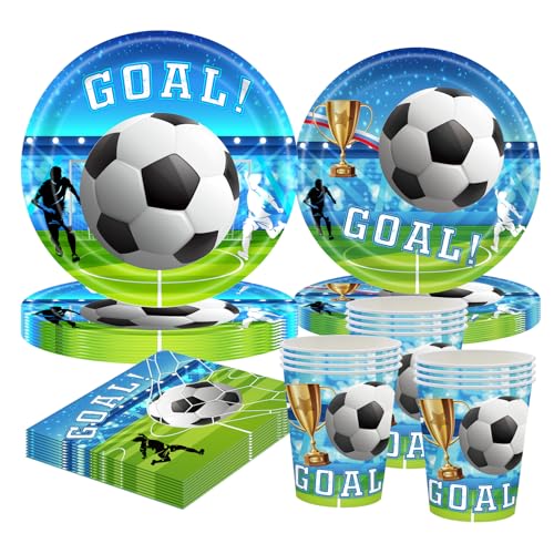 Fußball Partygeschirr Set,Fußball Party Geburtstag Deko für 10 Personen mit Pappteller, Tassen, Servietten, Einweggeschirr für Mädchen Junge,Kindergeburtstag, EM 2025, Fußballparty, Fanartikel Fußball Partygeschirr Set,Fußball Party Geburtstag Deko für 10 Personen mit Pappteller, Tassen, Servietten, Einweggeschirr für Mädchen Junge,Kindergeburtstag, EM 2025, Fußballparty, Fanartikel von CANCJ
