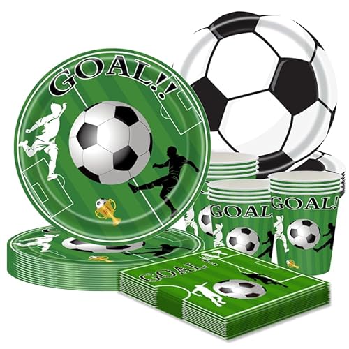 Fußball Partygeschirr Set für 10 Gäste, Fussball Deko Geburtstag Kinder, 10 Pappteller PappTassen,Servietten, Fußball Party Deko Jungen Mädchen Mottoparty Kindergeburtstag Deko Fußball Partygeschirr Set für 10 Gäste, Fussball Deko Geburtstag Kinder, 10 Pappteller PappTassen,Servietten, Fußball Party Deko Jungen Mädchen Mottoparty Kindergeburtstag Deko von CANCJ