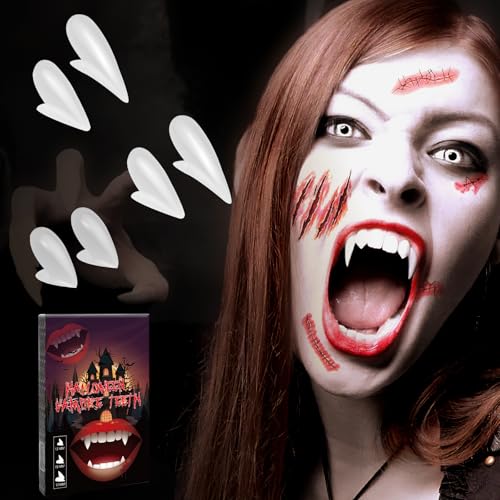 Vampir Zähne,3 Paar Vampire Teeth Halloween Fangs Erwachsene Kinder Vampirzähne zum Aufstecken mit Pellets Klebstoff Wiederverwendbar,Vampirzähne zum Aufstecken Horror, für Halloween Cosplay Party Vampir Zähne,3 Paar Vampire Teeth Halloween Fangs Erwachsene Kinder Vampirzähne zum Aufstecken mit Pellets Klebstoff Wiederverwendbar,Vampirzähne zum Aufstecken Horror, für Halloween Cosplay Party von CANCJ
