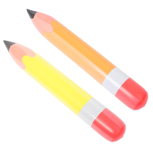CANIGHT 2 Stück Aufblasbare Jumbo Bleistifte PVC Dekoration für Geburtstagspartys und Schulanfang Hängende Klassenraum Dekoration Orange und Gelb von CANIGHT