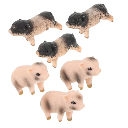 CANIGHT 6 Stück Teiliges Realistischer Schwein Figuren aus Resin Detailgetreue Bauernhoftiere für DIY Bastelprojekte Puppenhaus Zubehör Kuchendekoration Lernspielzeug von CANIGHT