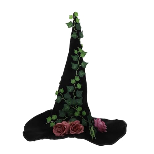 CANIGHT Zaubererhut, Weinrebe Und Rose, Hexenmütze, Halloween Spitzmütze, Hexen Cosplay Kappe, Spitzmütze Für Hexen Cosplay, Hexen Cosplay Kostüm, Halloween Juckreizkappen, Rosen Hexenhut CANIGHT Zaubererhut, Weinrebe Und Rose, Hexenmütze, Halloween Spitzmütze, Hexen Cosplay Kappe, Spitzmütze Für Hexen Cosplay, Hexen Cosplay Kostüm, Halloween Juckreizkappen, Rosen Hexenhut von CANIGHT