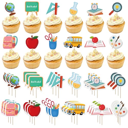 36Pcs Back to School Cupcake Topper Willkommen Zurück, Tortendeko Einschulung Cupcake Tortendeko Schulanfang, Kuchen Deko Einschulung, Cupcake Tortendeko für Einschulung 36Pcs Back to School Cupcake Topper Willkommen Zurück, Tortendeko Einschulung Cupcake Tortendeko Schulanfang, Kuchen Deko Einschulung, Cupcake Tortendeko für Einschulung von CANIPHA