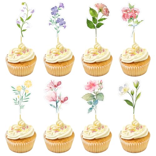 40-teilige Wildblumen-Geburtstagsdekorationen, Cupcake-Topper, Blumen-Cupcake-Wildblumen-Partydekorationen, exquisite Blumen-Geburtstagsdekoration, Geburtstagsparty-Dekorationszubehör für Frauen 40-teilige Wildblumen-Geburtstagsdekorationen, Cupcake-Topper, Blumen-Cupcake-Wildblumen-Partydekorationen, exquisite Blumen-Geburtstagsdekoration, Geburtstagsparty-Dekorationszubehör für Frauen von CANIPHA