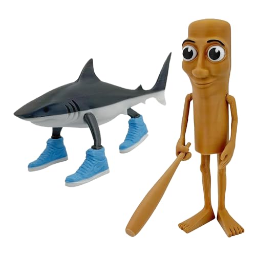 2 Stück 3D Tralalelo Tralala, Tung Tung Sahur Figure Model, Shark In Sneakers Figures, Italian Brainrot Figuren Spielzeug für Kinder Erwachsene, Lustige Schreibtischdeko für Sammlung und Dekoration von CANRNYACBZ