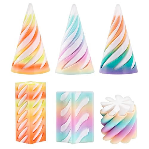 6 Stück Impossible Cone - 3D Druck Spiral Cone Fidget Toys Fidget Spirale Spirale Spielzeug Pyramid Passthrough Sculpture Stress Relief Desktop Dekorationen Spielzeug für Kinder Erwachsene Geschenk von CANRNYACBZ