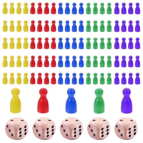CANRNYACBZ 100 Stück Spielfiguren für Brettspiele Bunte Halmakegel Set und 5 Würfel aus Holz für Brettspiele Rot, Gelb, Blau, Grün,Violett Holzpuppen Spielfiguren Halmakegel 25x12cm Mühle Steine Set CANRNYACBZ 100 Stück Spielfiguren für Brettspiele Bunte Halmakegel Set und 5 Würfel aus Holz für Brettspiele Rot, Gelb, Blau, Grün,Violett Holzpuppen Spielfiguren Halmakegel 25x12cm Mühle Steine Set von CANRNYACBZ