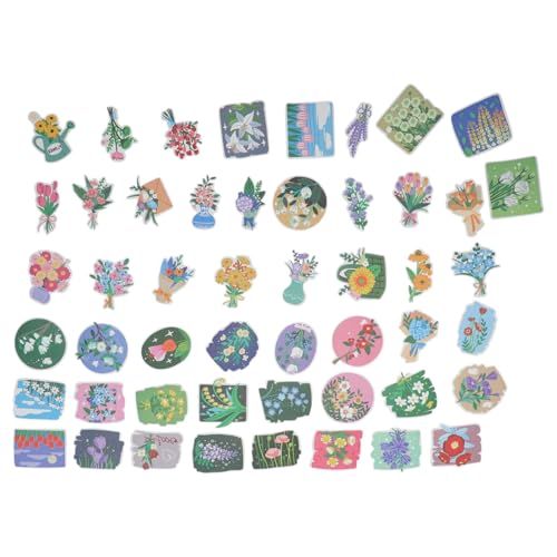 CAPASTEC 50 Stück Blumen-Aufkleber Wasserdicht Scrapbook Ästhetischer Aufkleber Wasserflasche Tagebuch Aufkleber für Skateboard Gitarre Computer Koffer 5,5-8,5cm von CAPASTEC