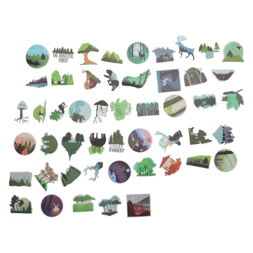 CAPASTEC 50 Stück Wald Aufkleber Wasserdicht Scrapbook Ästhetische Aufkleber Wasserflasche Tagebuch Aufkleber für Skateboard Gitarre Computer Koffer 5,5-8,5cm von CAPASTEC