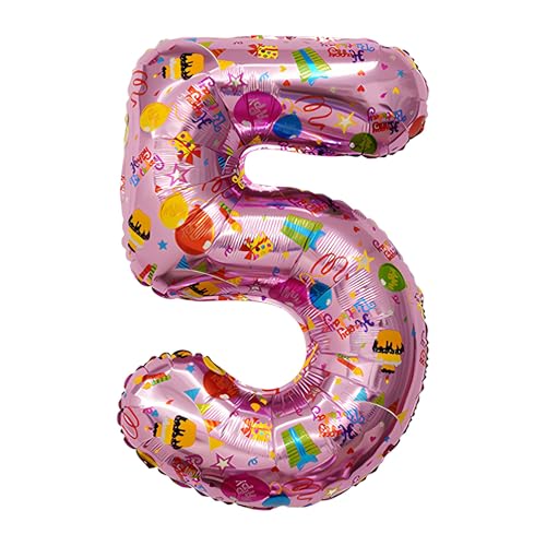 CAPASTEC Ballons Pink Ballon Zahl Ballon 5 Geburtstag Deko Folie Helium Für Geburtstagsfeier Jubiläumsfeier von CAPASTEC