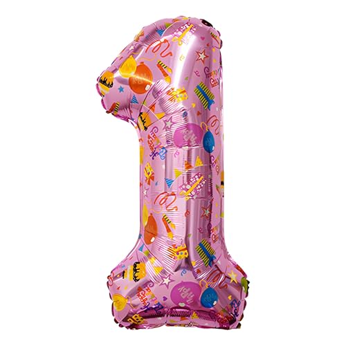 CAPASTEC Ballons Rosa Ballon Nummer Ballon 1 Geburtstagsdekoration Folienhelium für Geburtstagsfeier Jubiläumsfeier von CAPASTEC