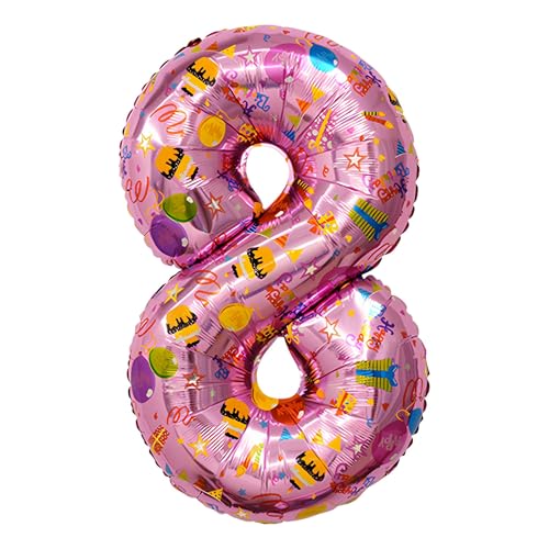 CAPASTEC Ballons Rosa Ballon Nummer Ballon 8 Geburtstagsdekoration Folienhelium für Geburtstagsfeier Jubiläumsfeier von CAPASTEC