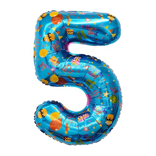 CAPASTEC Balloons Blue Balloon Number Balloon 5 Birthday Decoration Foil Helium for Birthday Party Anniversary Party von CAPASTEC
