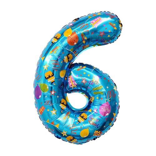 CAPASTEC Balloons Blue Balloon Number Balloon 6 Birthday Decoration Foil Helium for Birthday Party Anniversary Party von CAPASTEC