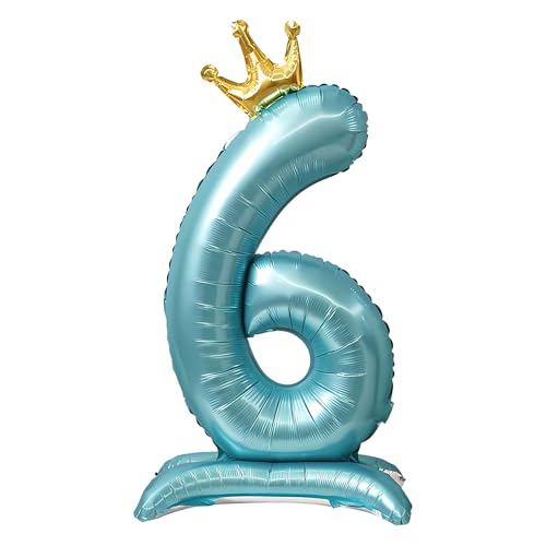 CAPASTEC Balloons Blue Balloon Standing Number Balloon 6 Birthday Decoration Foil Helium for Birthday Party Anniversary Party von CAPASTEC