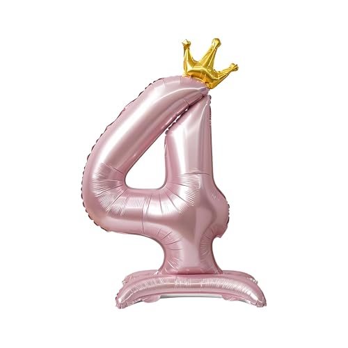 CAPASTEC Balloons Pink Balloon Standing Number Balloon 4 Birthday Decoration Foil Helium for Birthday Party Anniversary Party von CAPASTEC