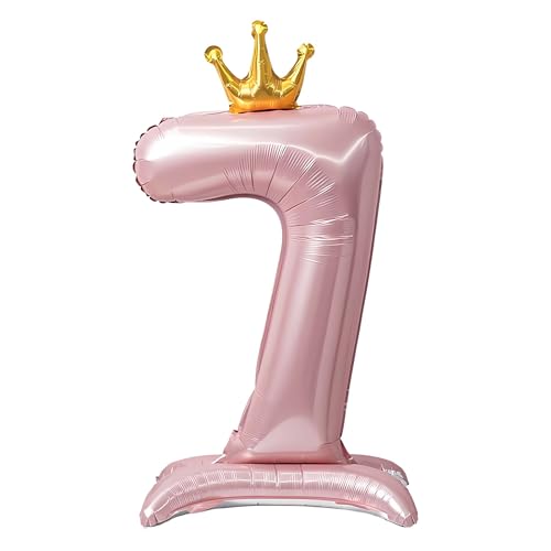 CAPASTEC Balloons Pink Balloon Standing Number Balloon 7 Birthday Decoration Foil Helium for Birthday Party Anniversary Party von CAPASTEC