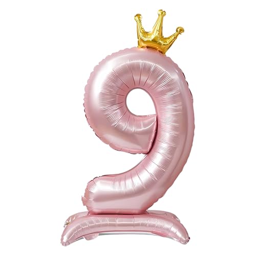 CAPASTEC Balloons Pink Balloon Standing Number Balloon 9 Birthday Decoration Foil Helium for Birthday Party Anniversary Party von CAPASTEC