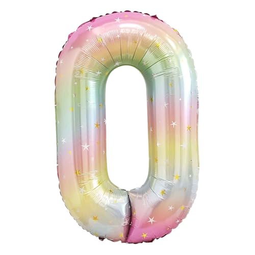 CAPASTEC Bunte Ballon 40 Zoll Zahl 0 Folienballon Sternenhimmel Verlauf Ballon Für Junge Geburtstagsparty Deko Jubiläumsparty von CAPASTEC