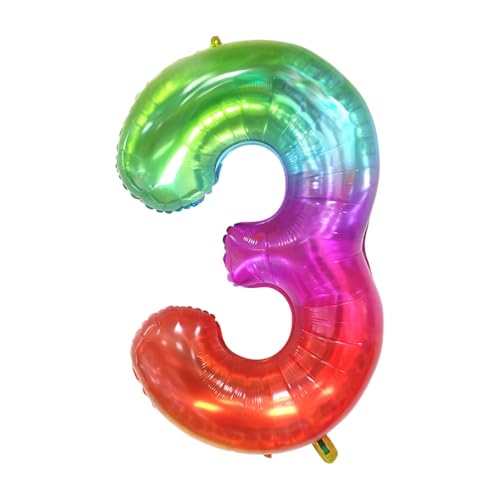 CAPASTEC Bunte Ballons 40 Zoll Nummer 3 Helium Ballon Große Zahlenballons Für Mädchens Jung Geburtstag Dekoration Jubiläum Party von CAPASTEC