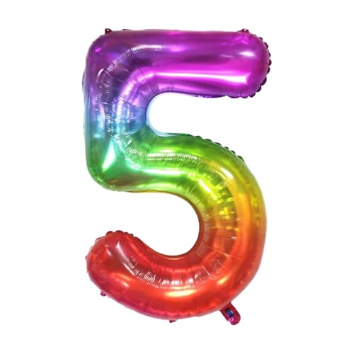 CAPASTEC Bunte Ballons 40 Zoll Nummer 5 Helium Ballon Große Zahlen Ballons Für Mädchens Jung Geburtstag Dekoration Jubiläum Party von CAPASTEC