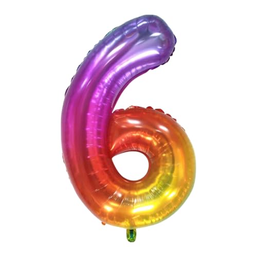 CAPASTEC Bunte Ballons 40 Zoll Nummer 6 Helium Ballon Große Zahlenballons Für Mädchens Jung Geburtstag Dekoration Jubiläum Party von CAPASTEC
