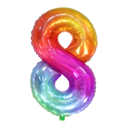 CAPASTEC Bunte Ballons 40 Zoll Nummer 8 Helium Ballon Großer Zahlenballon Für Mädchens Jung Geburtstag Deko Jubiläum Party von CAPASTEC