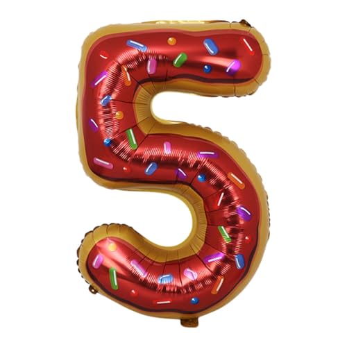 CAPASTEC Bunter Ballon 32 Zoll Zahl 5 Helium Ballon Großer Zahlenballon Für Mädchens Jung Geburtstag Deko Jubiläum Party von CAPASTEC