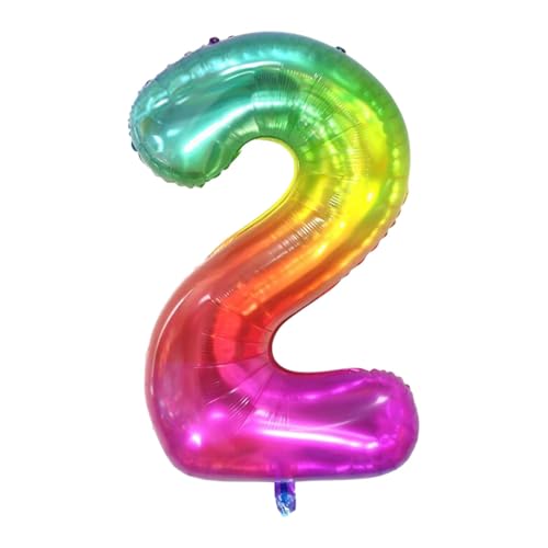 CAPASTEC Bunter Ballon 40 Zoll Nummer 2 Helium Ballon Großer Zahlenballon Für Mädchens Jung Geburtstag Dekoration Jubiläum Party von CAPASTEC