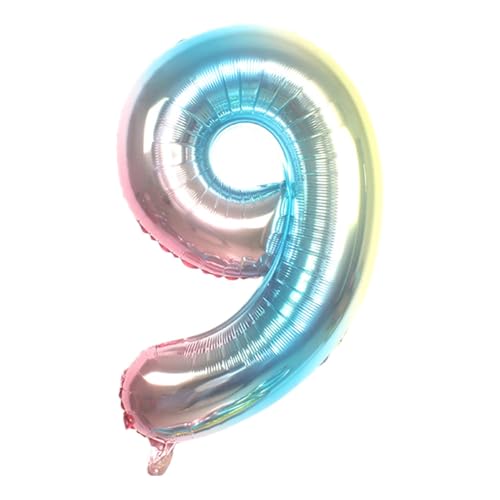 CAPASTEC Gradient Blau Ballon 32 Zoll Nummer 9 Helium Ballon Großer Zahlenballon Für Mädchens Junge Geburtstag Dekoration Jubiläum Party von CAPASTEC