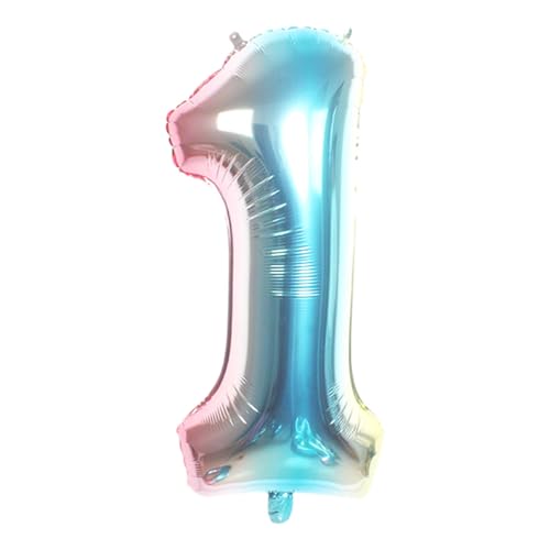 CAPASTEC Gradient Blaue Ballon 32 Zoll Nummer 1 Helium Ballon Große Zahlenballon Für Mädchens Junge Geburtstag Dekoration Jubiläum Party von CAPASTEC