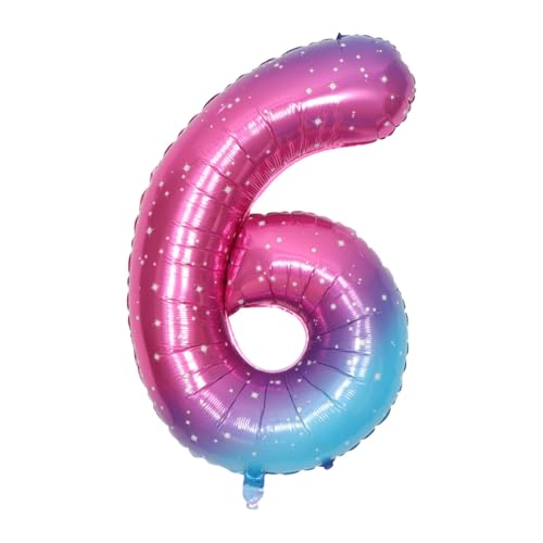 CAPASTEC Gradient Color Balloon 40 Zoll Nummer 6 Helium Balloon Große Zahlenballons Für Mädchens Jung Geburtstag Dekoration Jubiläum Party von CAPASTEC