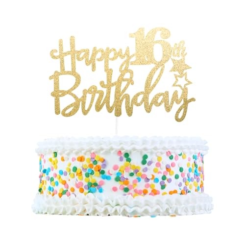 CAPASTEC Kuchendekoration, Kuchenaufsatz, Kuchenaufsatzdekoration, Kuchendekorationszubehör zur Feier des 16. Geburtstags, Goldton CAPASTEC Kuchendekoration, Kuchenaufsatz, Kuchenaufsatzdekoration, Kuchendekorationszubehör zur Feier des 16. Geburtstags, Goldton von CAPASTEC