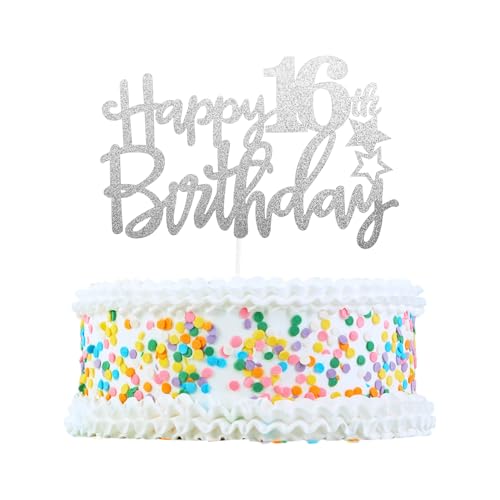 CAPASTEC Kuchendekoration, Kuchenaufsatz, Kuchenaufsatzdekoration, Kuchendekorationszubehör zur Feier des 16. Geburtstags, Silberton CAPASTEC Kuchendekoration, Kuchenaufsatz, Kuchenaufsatzdekoration, Kuchendekorationszubehör zur Feier des 16. Geburtstags, Silberton von CAPASTEC