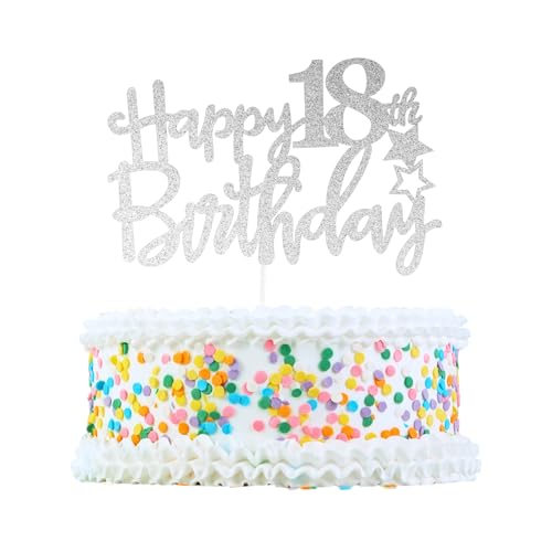 CAPASTEC Kuchendekoration, Tortenaufsatz, Tortenaufsatzdekoration, Kuchendekorationszubehör zur Feier des 18. Geburtstags, Silberton CAPASTEC Kuchendekoration, Tortenaufsatz, Tortenaufsatzdekoration, Kuchendekorationszubehör zur Feier des 18. Geburtstags, Silberton von CAPASTEC