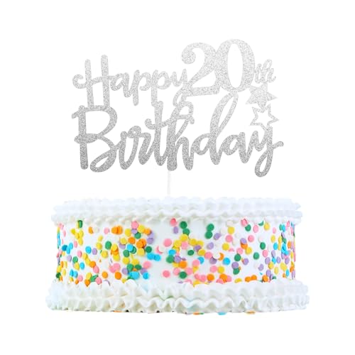CAPASTEC Kuchendekoration, Tortenaufsatz, Tortenaufsatzdekoration, Kuchendekorationszubehör zur Feier des 20. Geburtstags, Silberton CAPASTEC Kuchendekoration, Tortenaufsatz, Tortenaufsatzdekoration, Kuchendekorationszubehör zur Feier des 20. Geburtstags, Silberton von CAPASTEC