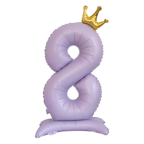 CAPASTEC Lila Ballon 42 Zoll Zahl 8 Folien Stehend Krone Zahlen Für Junge Geburtstagsparty Deko Jubiläumsparty von CAPASTEC