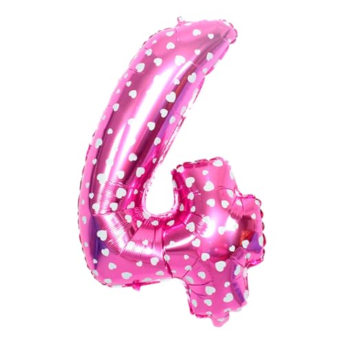 CAPASTEC Rose Pink Balloon 32 Zoll Nummer 4 Helium Balloon Große Zahlenballon Für Mädchens Junge Geburtstag Dekoration Jubiläum Party von CAPASTEC