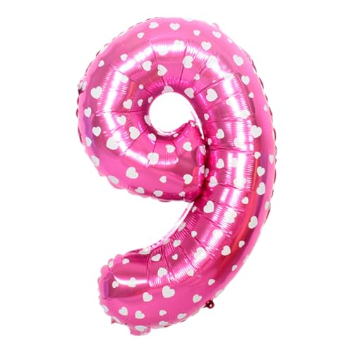 CAPASTEC Rose Pink Balloon 32 Zoll Nummer 9 Helium Balloon Große Zahlenballon Für Mädchens Junge Geburtstag Dekoration Jubiläum Party von CAPASTEC