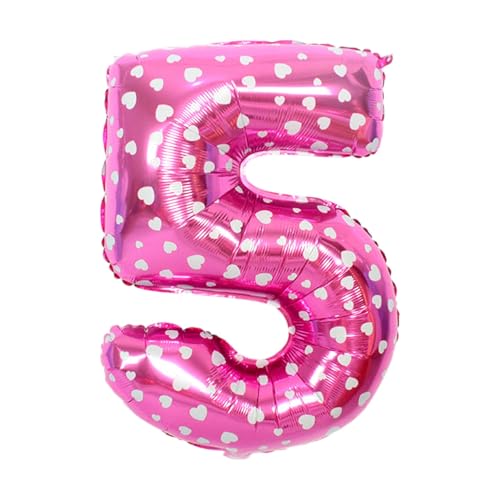 CAPASTEC Rose Pink Balloon 32 Zoll Zahl 5 Helium Balloon Großer Zahlenballon Für Mädchens Junge Geburtstag Dekoration Jubiläum Party von CAPASTEC
