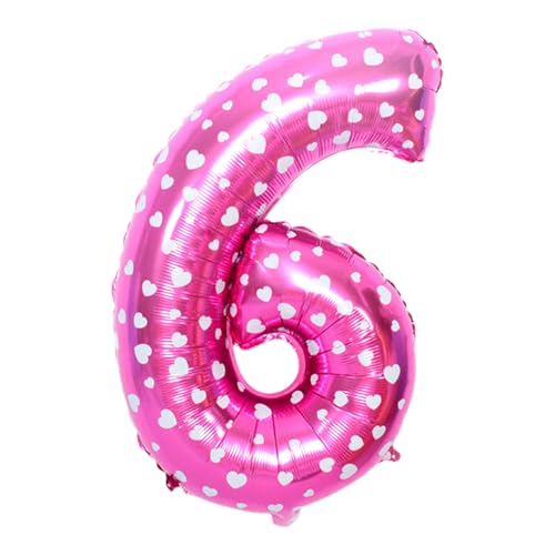 CAPASTEC Rose Pink Balloon 32 Zoll Zahl 6 Helium Balloon Großer Zahlenballon Für Mädchens Junge Geburtstag Dekoration Jubiläum Party von CAPASTEC