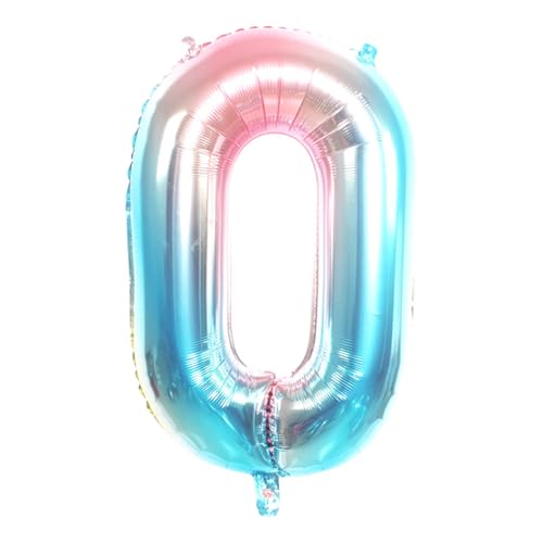 CAPASTEC Verlauf Blau Ballon 32 Zoll Nummer 0 Helium Ballon Großer Zahlenballon Für Mädchens Junge Geburtstag Dekoration Jubiläum Party von CAPASTEC
