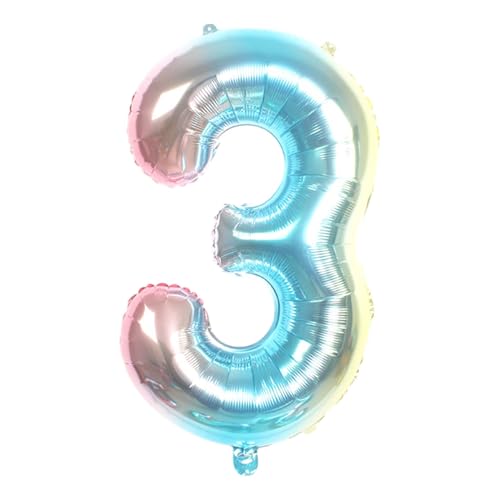 CAPASTEC Verlauf Blau Ballon 32 Zoll Nummer 3 Helium Ballon Große Zahlenballons Für Mädchens Jung Geburtstag Dekoration Jubiläum Party von CAPASTEC