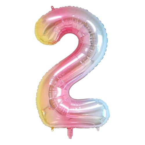 CAPASTEC Verlauf Pink Ballon 40 Zoll Nummer 2 Helium Ballon Großer Zahlenballon Für Mädchens Junge Geburtstag Dekoration Jubiläum Party von CAPASTEC